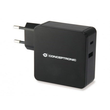 CARGADOR CONCEPTRONIC USB - USB-C 60W NEGRO