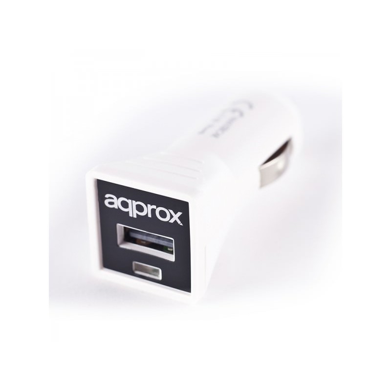 CARGADOR USB APPROX COCHE BLANCO