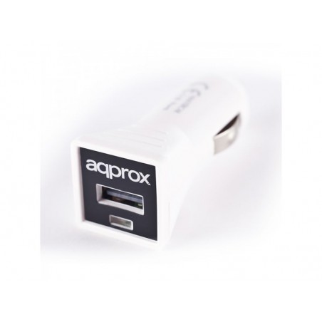 CARGADOR USB APPROX COCHE BLANCO